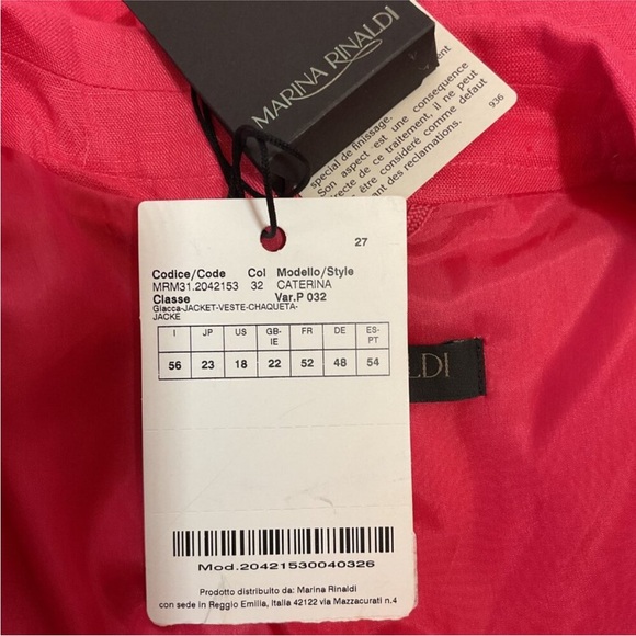 Marina Rinaldi Caterina Linen Blazer Suit 3/4 Sleeve Half Lined Hot Pink Altered - Picture 5 of 6